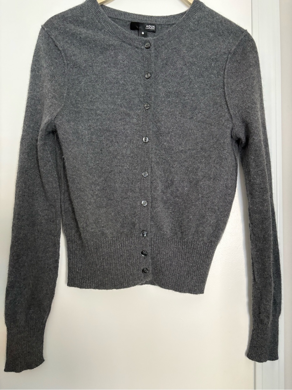 Aqua Gray Crewneck Button-Front Cardigan